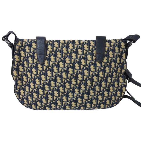 Christian Dior Trotter Messenger Bag Leather Beige Navy - Picture 3 of 10